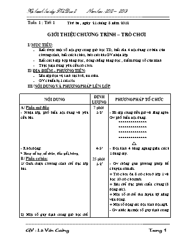 Giáo án môn Thể dục học kì I Khối 2