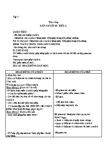 Giáo án môn Thủ công Lớp 3 - Bài: Gấp con Ếch (Tiết 1)