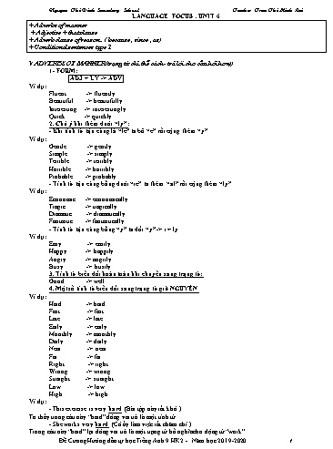 Giáo án môn Tiếng anh Lớp 9 - Unit 6: Language Focus