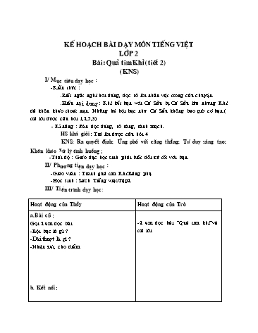 Giáo án môn Tiếng việt Lớp 2 - Bài: Quả tim khỉ (Tiết 2)