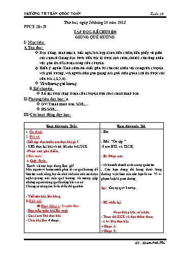 Giáo án môn Tiếng Việt Lớp 3 - Tuần 10 - Tập đọc-Kể chuyện: Giọng quê hương