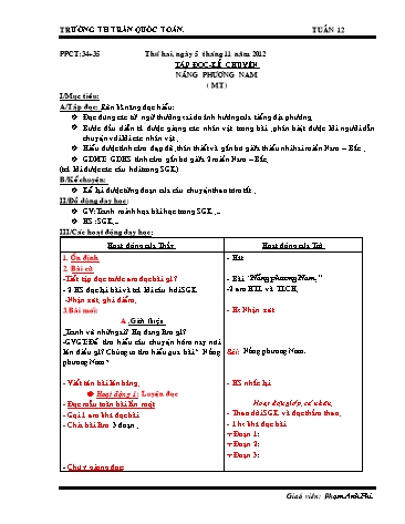 Giáo án môn Tiếng Việt Lớp 3 - Tuần 12 - Tập đọc-Kể chuyện: Nắng Phương Nam
