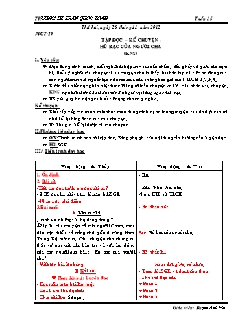 Giáo án môn Tiếng Việt Lớp 3 - Tuần 15 - Tập đọc-Kể chuyện: Hũ bạc của người cha
