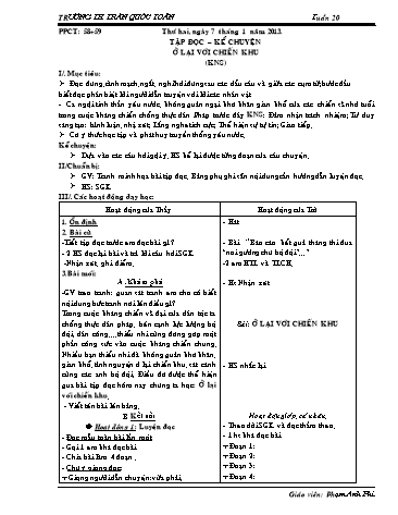 Giáo án môn Tiếng Việt Lớp 3 - Tuần 20 - Tập đọc-kể chuyện: Ở lại với chiến khu