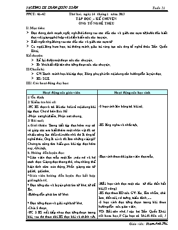 Giáo án môn Tiếng Việt Lớp 3 - Tuần 21 - Tập đọc-kể chuyện: Ông tổ nghề thêu