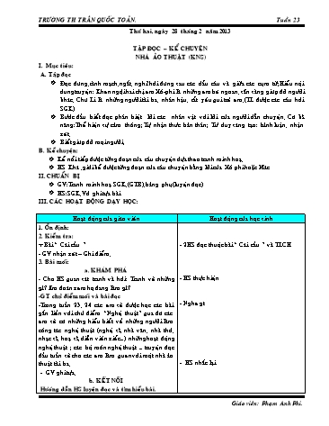 Giáo án môn Tiếng Việt Lớp 3 - Tuần 23- Tập đọc-kể chuyện: Nhà ảo thuật
