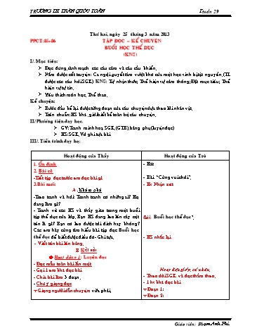 Giáo án môn Tiếng Việt Lớp 3 - Tuần 29 - Tập đọc-kể chuyện: Buổi học thể dục