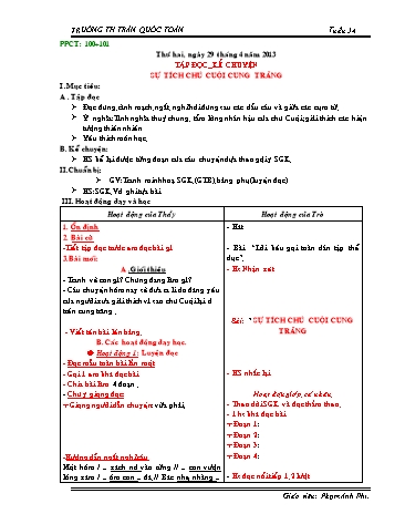 Giáo án môn Tiếng Việt Lớp 3 - Tuần 34 - Tập đọc-kể chuyện: Sự tích chú Cuội cung trăng