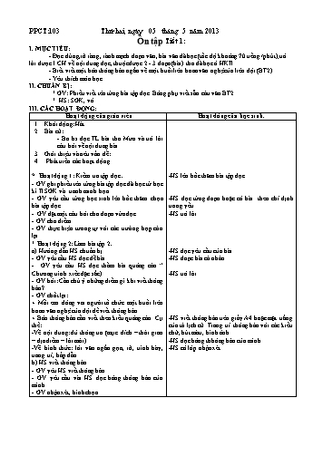 Giáo án môn Tiếng Việt Lớp 3 - Tuần 35 - Bài: Ôn tập (Tiết 1)