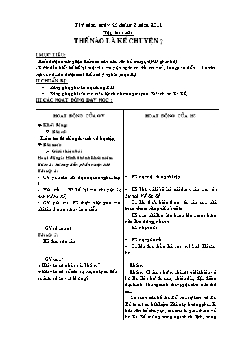 Giáo án môn Tiếng việt Lớp 4 - Tập làm văn: Thế nào là kể chuyện?