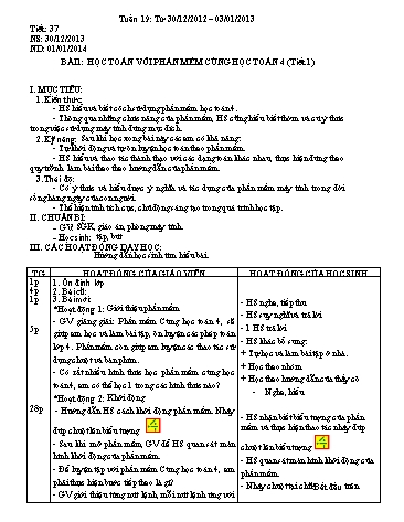 Giáo án môn Tin học Lớp 4 - Bài 1: Học Toán với phần mềm cùng học Toán 4 (Tiết 1)