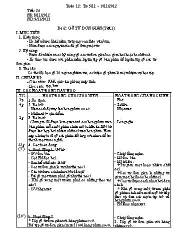 Giáo án môn Tin học Lớp 4 - Tuần 12+13