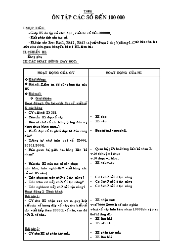 Giáo án môn Toán Lớp 4 - Bài: Ôn tập cá số đến 100000