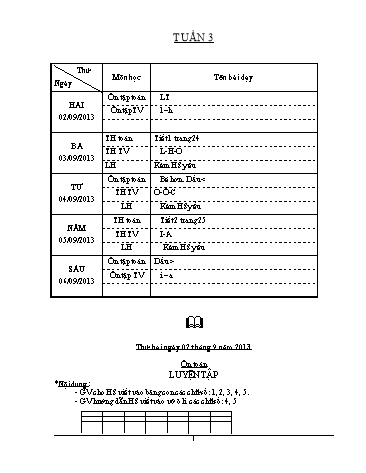 Giáo án môn Toán + Tiếng việt Lớp 1 - Tuần 3