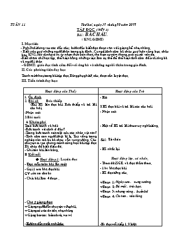 Giáo án Tiếng Việt Lớp 2 - Tuần 11 - Tập đọc: Bàu cháu