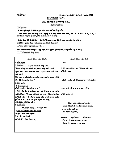 Giáo án Tiếng Việt Lớp 2 - Tuần 12 - Tập đọc: Sự tích cây vú sữa