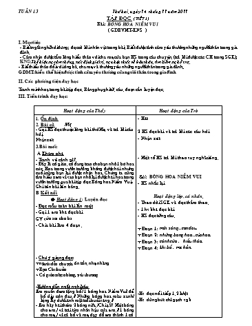 Giáo án Tiếng Việt Lớp 2 - Tuần 13 - Tập đọc: Bông hoa niềm vui