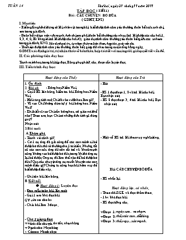 Giáo án Tiếng Việt Lớp 2 - Tuần 15 - Tập đọc: Câu chuyện bó đũa