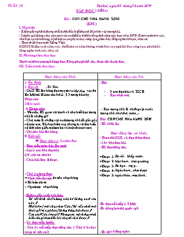 Giáo án Tiếng Việt Lớp 2 - Tuần 16 - Tập đọc: Con chó nhà hàng xóm