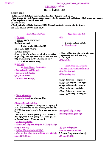 Giáo án Tiếng Việt Lớp 2 - Tuần 17 - Tập đọc: Tìm Ngọc