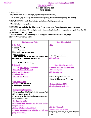 Giáo án Tiếng Việt Lớp 2 - Tuần 19 - Tập đọc: Thư trung thu