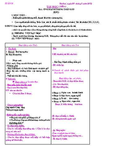 Giáo án Tiếng Việt Lớp 2 - Tuần 20 - Tập đọc: Ông Mạnh thắng thần gió