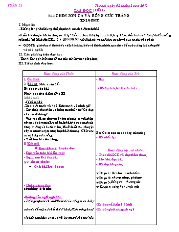 Giáo án Tiếng Việt Lớp 2 - Tuần 21 - Tập đọc: Chim sơn ca và bông cúc trắng