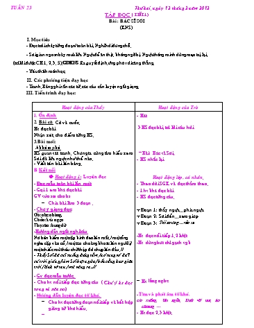 Giáo án Tiếng Việt Lớp 2 - Tuần 23 - Tập đọc: Bác sĩ Sói