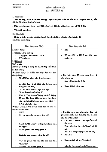 Giáo án Tiếng Việt Lớp 2 - Tuần 27 - Bài: Ôn tập