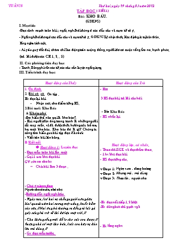 Giáo án Tiếng Việt Lớp 2 - Tuần 28 - Tập đọc: Kho báu