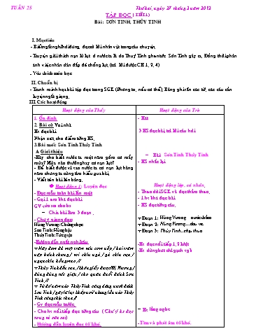 Giáo án Tiếng Việt Lớp 2 - Tuần 28 - Tập đọc: Sơn Tinh, Thủy Tinh