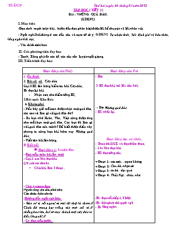Giáo án Tiếng Việt Lớp 2 - Tuần 29 - Tập đọc: Những quả đào