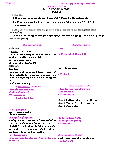 Giáo án Tiếng Việt Lớp 2 - Tuần 31 - Tập đọc: Chiếc rễ đa tròn