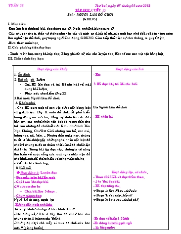 Giáo án Tiếng việt Lớp 2 - Tuần 35 - Tập đọc: Người làm đồ chơi