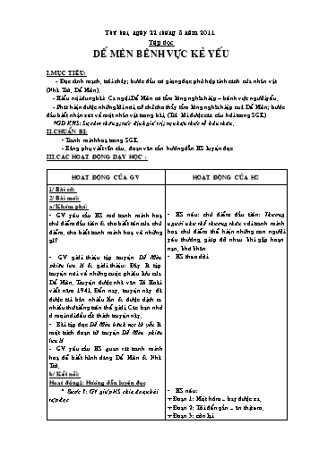 Giáo án Tiếng việt Lớp 4 - Tập đọc: Dế Mèn bênh vực kẻ yếu