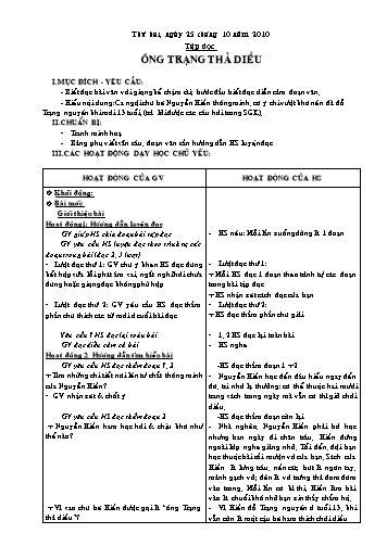 Giáo án Tiếng việt Lớp 4 - Tập đọc: Ông Trạng thả diều