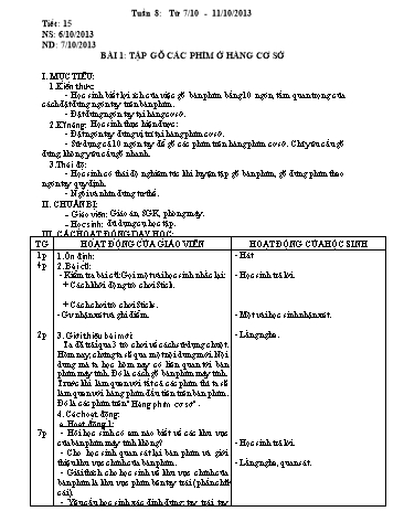 Giáo án Tin học Lớp 3 - Bài 1: Tập gõ các phím ở hàng cơ sở