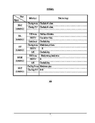 Giáo án Toán + Tiếng việt Khối lớp 1 - Tuần 1