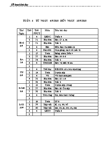 Giáo án tổng hợp các môn học Lớp 1 - Tuần 04