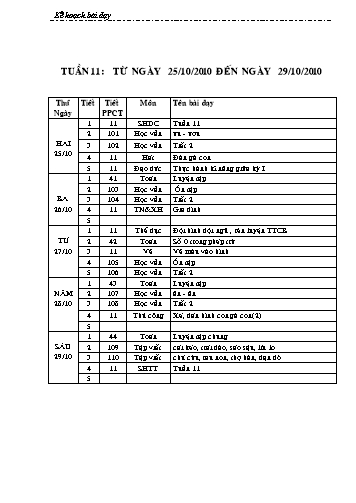 Giáo án tổng hợp các môn học Lớp 1 - Tuần 11
