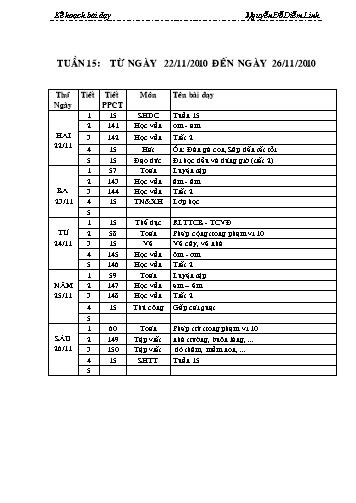 Giáo án tổng hợp các môn học Lớp 1 - Tuần 15