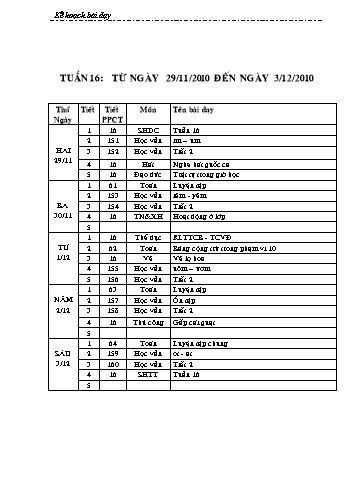 Giáo án tổng hợp các môn học Lớp 1 - Tuần 16