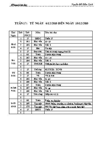 Giáo án tổng hợp các môn học Lớp 1 - Tuần 17