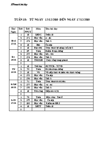 Giáo án tổng hợp các môn học Lớp 1 - Tuần 18