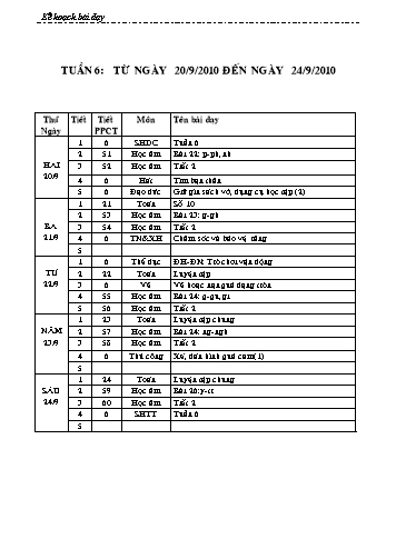 Giáo án tổng hợp các môn học Lớp 1 - Tuần 6