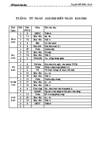 Giáo án tổng hợp các môn học Lớp 1 - Tuần 8