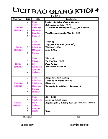 Giáo án tổng hợp các môn học Lớp 4 - Tuần 4