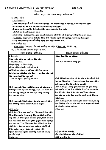 Giáo án tổng hợp các môn Khối Lớp 2 - Tuần 1