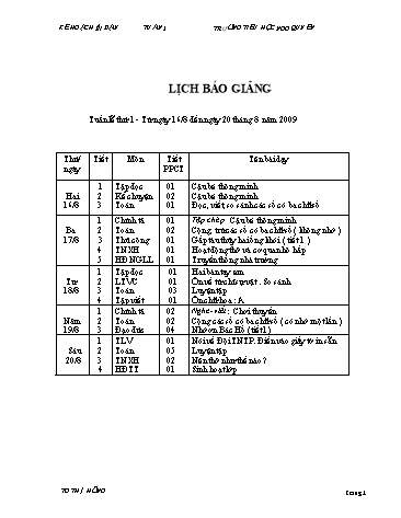 Giáo án tổng hợp các môn Khối lớp 3 - Tuần 1