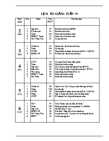 Giáo án tổng hợp các môn Khối lớp 3 - Tuần 29